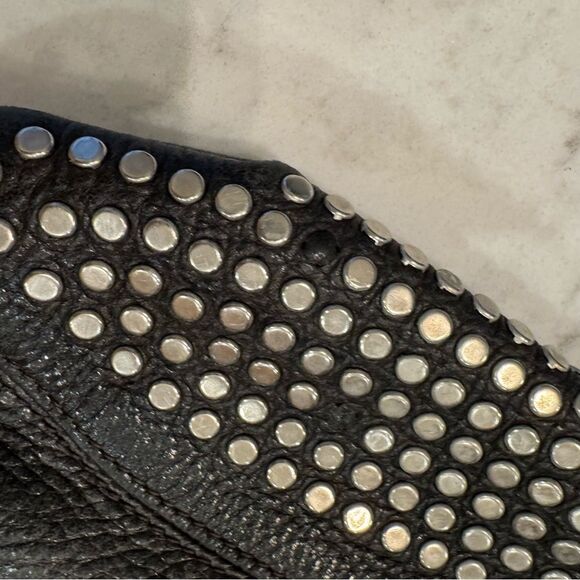 Vintage FURLA Black Studded Leather Hobo Shoulder Bag – Made in Italy - Picture 8 of 16